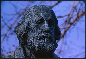 Front view of head of Edward Everett Hale statue, Boston Public Garden
