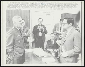 Gen. Creighton W. Abrams Jr., is shown during news conference at the Pentagon 4/6, was assigned to Saigon as Chief Deputy to Commanding Gen. William C. Westmoreland. Abrams, reportedly in line to become the U.S. military chief in Vietnam, will succeed Lt. Gen. John Heintges who will become deputy U.S. commander in Europe. The White House, which made the announcement of the appointment, denied that Abrams new post was an automatic stepping stone to Westmoreland's.