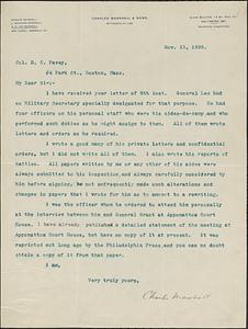 Letter from Charles Marshall, Baltimore, MD, to Darwin C. Pavey, Boston, Mass., 1899 November 13