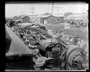Locomotive 375 derailed and on its side