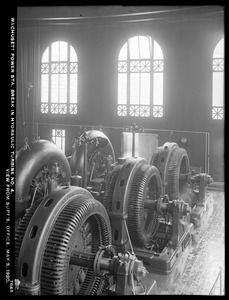 Wachusett Department, Wachusett Dam Hydroelectric Power Plant, break in turbine No. 4, view of break from Superintendent's office, Clinton, Mass., May 3, 1920