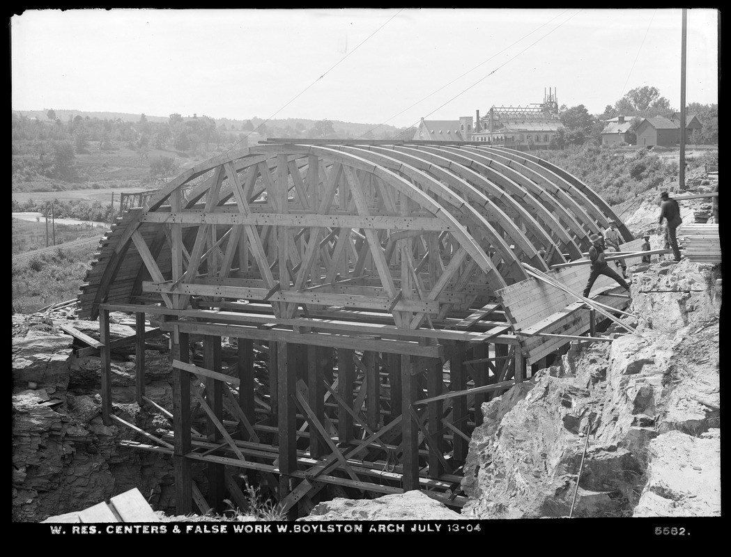 Wachusett Reservoir, West Boylston Arch, centers and false work, West