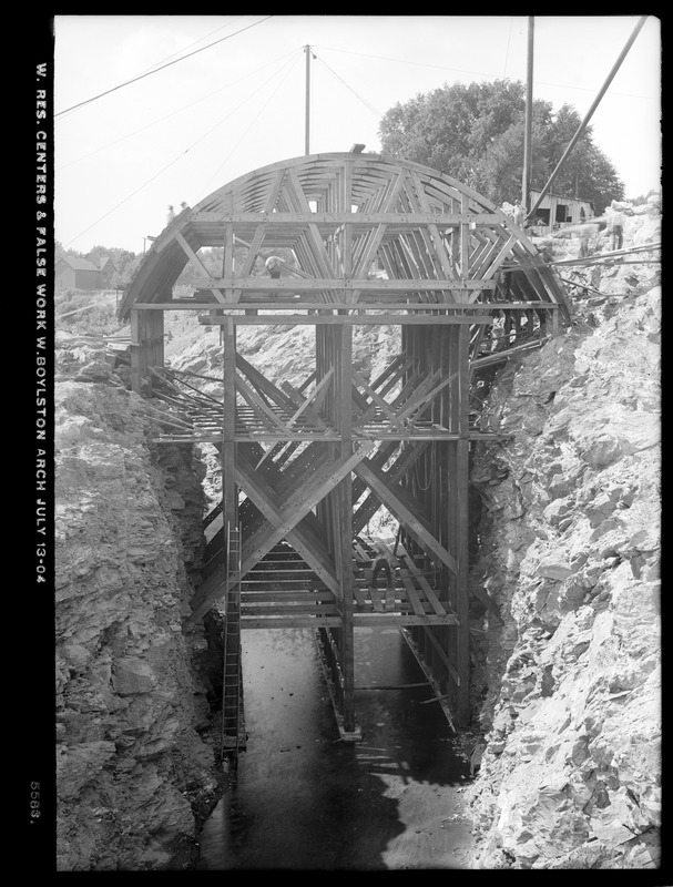 Wachusett Reservoir, West Boylston Arch, centers and false work, West Boylston, Mass., Jul. 13, 1904