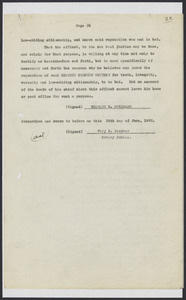 Sacco-Vanzetti Case Records, 1920-1928. Defense Papers. Exhibits, pages 22-25: Page 6 (only) of affidavit Charles B. Stoddard, June 18, 1922. Box 9, Folder 4, Harvard Law School Library, Historical & Special Collections