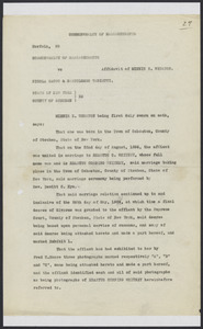 Sacco-Vanzetti Case Records, 1920-1928. Defense Papers. Exhibits, pages 27-38: Affidavit of Minnie Z. Wheaton, June 29, 1922. Box 9, Folder 6, Harvard Law School Library, Historical & Special Collections