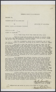 Sacco-Vanzetti Case Records, 1920-1928. Defense Papers. Exhibits, page 130: Affidavit of W. B. Small, May 16, 1922. Box 9, Folder 19, Harvard Law School Library, Historical & Special Collections