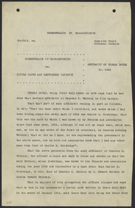 Sacco-Vanzetti Case Records, 1920-1928. Defense Papers. Affidavit/Deposition of Doyle, Thomas, September 25, 1923. Box 9, Folder 35, Harvard Law School Library, Historical & Special Collections