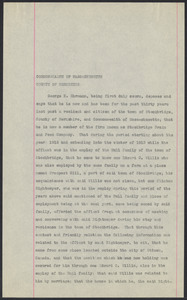 Sacco-Vanzetti Case Records, 1920-1928. Defense Papers. Affidavit/Deposition of Ehrmann, George H., July 1922. Box 9, Folder 37, Harvard Law School Library, Historical & Special Collections