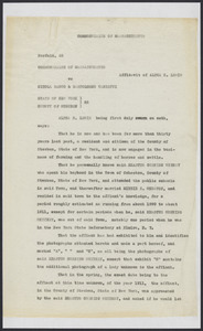Sacco-Vanzetti Case Records, 1920-1928. Defense Papers. Affidavit/Deposition of Lewis, Alpha H., June 29, 1922. Box 9, Folder 48, Harvard Law School Library, Historical & Special Collections
