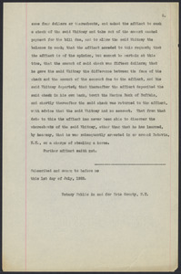 Sacco-Vanzetti Case Records, 1920-1928. Defense Papers. Affidavit/Deposition of [Anonymous fragment], July 1, 1922. Box 9, Folder 62, Harvard Law School Library, Historical & Special Collections