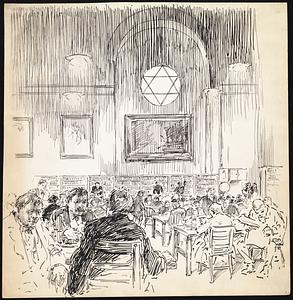 Illustration of the interior of the West End Branch of the Boston Public Library