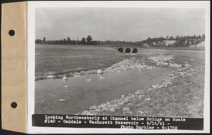 Looking northwesterly at channel below bridge on Route #140, Wachusett Reservoir, Oakdale, West Boylston, Mass., Sep. 15, 1941