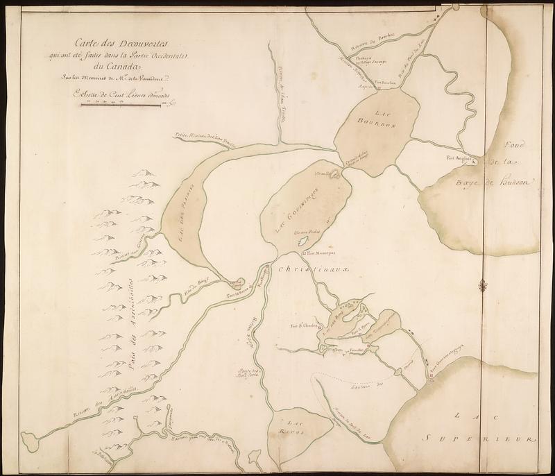 Carte des découvertes qui ont été faites dans la partie occidentale du Canada sur les mémoires de Mr de la Varanderie [Vérendrye]