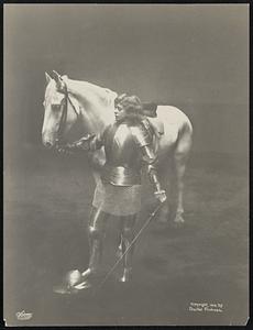 The First Photograph Ever Taken of Miss Maude Adams in the Character of "Joan of Arc" as she will look when the p[lay] is given at Harvard University the stadium Tuesday evening