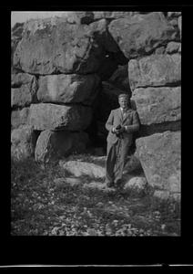 Unidentified man posing at Acropolis of Tiryns, Greece