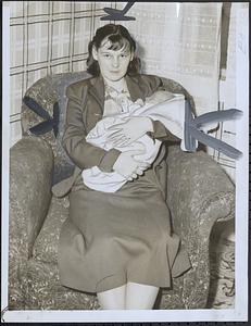 Mrs. Harry Haines, 16, with baby son, Randy