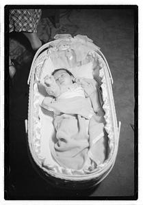 A baby in a bassinet