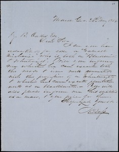 N. Bass, Macon, Ga., autograph note signed to Ziba B. Oakes, 26 May 1854