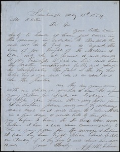 A. J. McElveen, Sumterville, S.C., autograph letter signed to Ziba B. Oakes, 13 May 1854