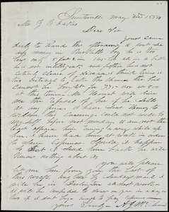 A. J. McElveen, Sumterville, S.C., autograph letter signed to Ziba B. Oakes, 3 May 1854