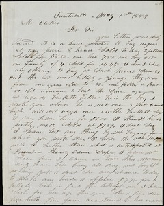 A. J. McElveen, Sumterville, S.C., autograph letter signed to Ziba B. Oakes, 1 May 1854
