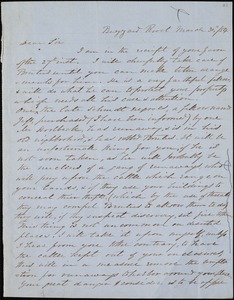 W.O. Prentiss, Buzzard Roost, Ala., autograph letter signed to Ziba B. Oakes, 30 March 1854