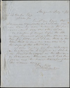 J. C. Barton, Augusta, Ga., autograph letter signed to Ziba B. Oakes, 22 February 1854