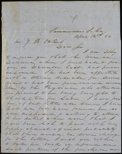T. L. Gelzer, Summerville, autograph letter signed to Ziba B. Oakes, 12 April 1854
