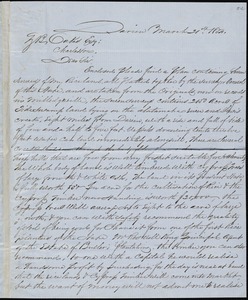 A.A. DeLorme, Darien, Ga., autograph letter signed to Ziba B. Oakes, 21 March 1854