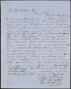 William Wright, Savannah, Ga.?, autograph letter signed to Ziba B. Oakes