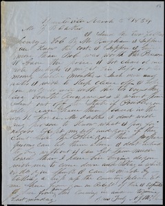 A. J. McElveen, Sumterville, S.C., autograph letter signed to Ziba B. Oakes, 6 March 1854