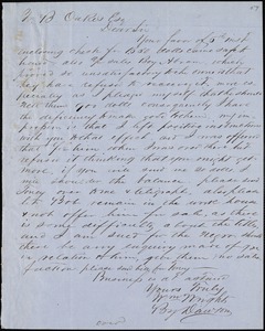 William Wright, Savannah, Ga.?, autograph letter signed to Ziba B. Oakes