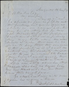 F. C. Barber, Augusta, Ga., autograph letter signed to Ziba B. Oakes, 10 March 1854