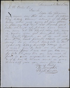William Wright, Savannah, Ga., manuscript letter signed to Ziba B. Oakes, 2 March 1854