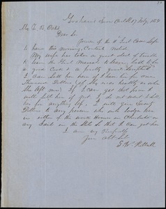 G.W. Kittrell, Graham's Turnout, S.C., autograph letter signed to Ziba B. Oakes, 17 February 1854