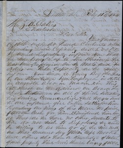 Scranton Johnston & Co., Savannah, manuscript letter signed to Ziba B. Oakes, 11 February 1854