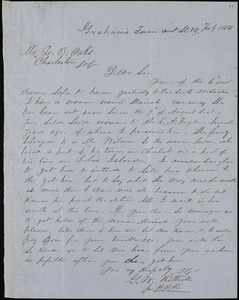 G.W. Kittrell, Graham's Turnout, manuscript letter signed to Ziba B. Oakes, 10 February 1854