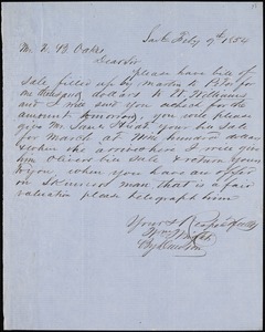 William Wright, Savannah, Ga., manuscript letter signed to Ziba B. Oakes, 9 February 1854