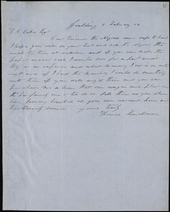 Thomas Limehouse, Goulding, S.C.[?], autograph letter signed to Ziba B. Oakes, 5 February 1854