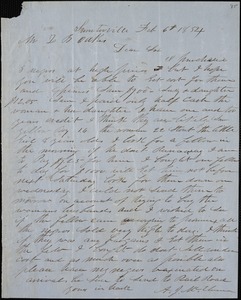 A. J. McElveen, Sumterville, S.C., autograph letter signed to Ziba B. Oakes, 6 February 1854