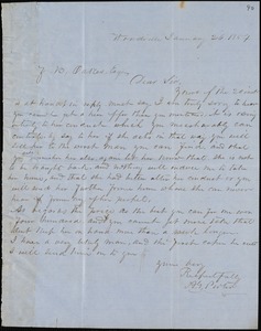 A.G. Porter, Woodville, autograph letter signed to Ziba B. Oakes, 26 January 1854