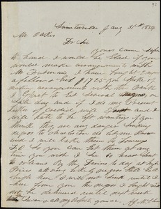 A. J. McElveen, Sumterville, S.C., autograph letter signed to Ziba B. Oakes, 31 January 1854