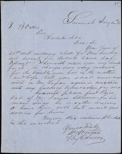 William Wright, Savannah, Ga., manuscript letter signed to Ziba B. Oakes, 24 January 1854