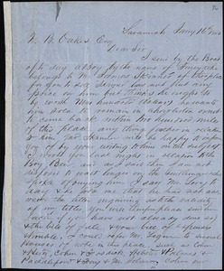 William Wright, Savannah, Ga., manuscript letter signed to Ziba B. Oakes, 16 January 1854