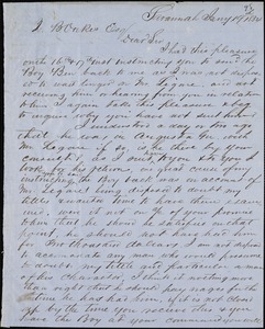 William Wright, Savannah, Ga., manuscript letter signed to Ziba B. Oakes, 19 January 1854