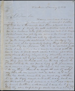A.G. Porter, Woodville, autograph letter signed to Ziba B. Oakes, 17 January 1854