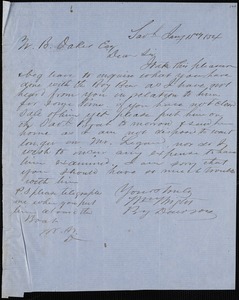 William Wright, Savannah, Ga., manuscript letter signed to Ziba B. Oakes, 15 January 1854