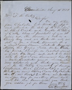 T.H. Marshall, Graniteville, S.C., autograph letter signed to Ziba B. Oakes, 15 January 1854