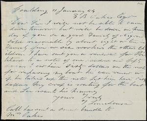 Thomas Limehouse, Goulding, S.C.[?], autograph letter signed to Ziba B. Oakes, 11 January 1854