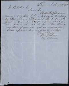 William Wright, Savannah, Ga., manuscript letter signed to Ziba B. Oakes, 12 January 1854